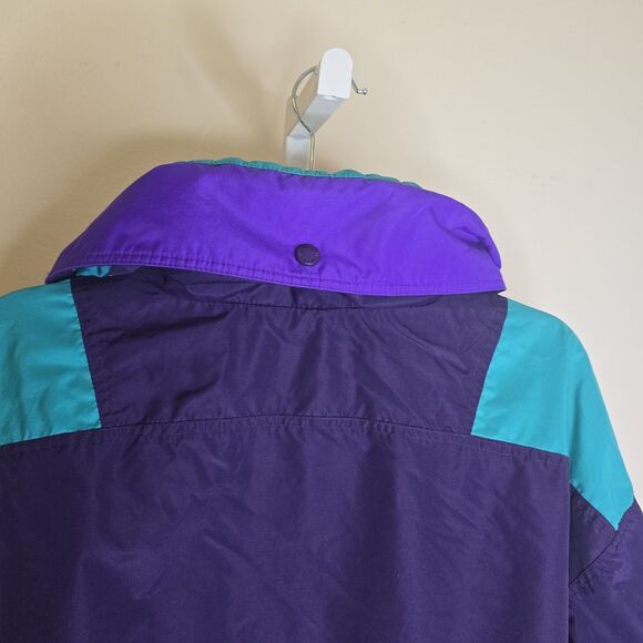 Vintage Columbia Men's M Purple Teal 1/4 Zip Hooded Pullover Windbreaker - Picture 5 of 16